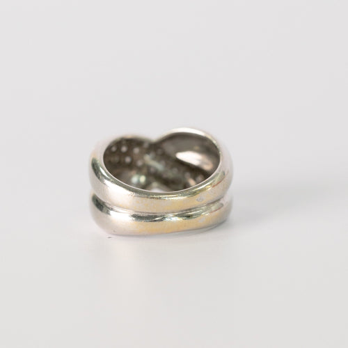 Bague 52 Bague Croisée Vintage Or Blanc Pavée de Diamants 58 Facettes