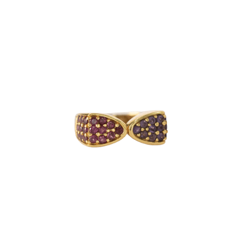 Bague 55 Bague Nœud Vintage Or Jaune et Améthystes 58 Facettes