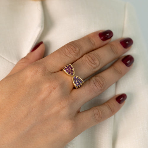 Bague 55 Bague Nœud Vintage Or Jaune et Améthystes 58 Facettes