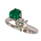Bague 51 Bague Toi et Moi Émeraude et Diamant 0,75 ct, Or Blanc 58 Facettes