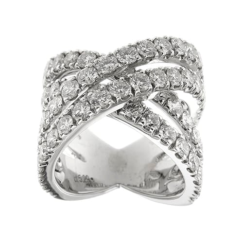 Bague 56 Bague croisée en or blanc 18 ct avec diamants 58 Facettes 40592