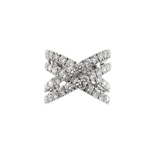 Bague 56 Bague croisée en or blanc 18 ct avec diamants 58 Facettes 40592