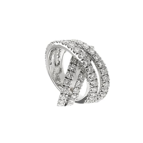 Bague 56 Bague croisée en or blanc 18 ct avec diamants 58 Facettes 40592