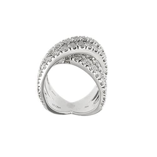 Bague 56 Bague croisée en or blanc 18 ct avec diamants 58 Facettes 40592