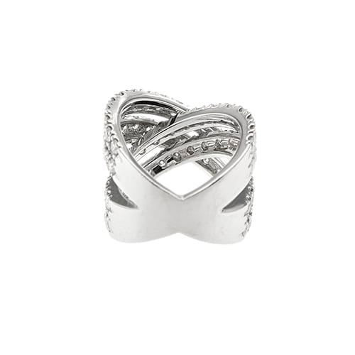 Bague 56 Bague croisée en or blanc 18 ct avec diamants 58 Facettes 40592