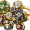 Bague 60 Bague à fleurs en or jaune 18k, rubis, saphirs, émeraudes et diamants 58 Facettes 35999