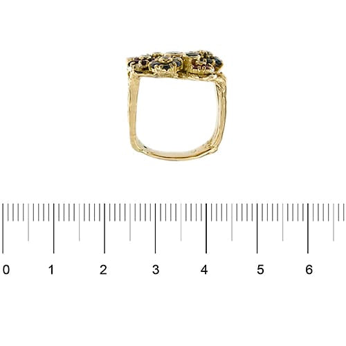 Bague 60 Bague à fleurs en or jaune 18k, rubis, saphirs, émeraudes et diamants 58 Facettes 35999