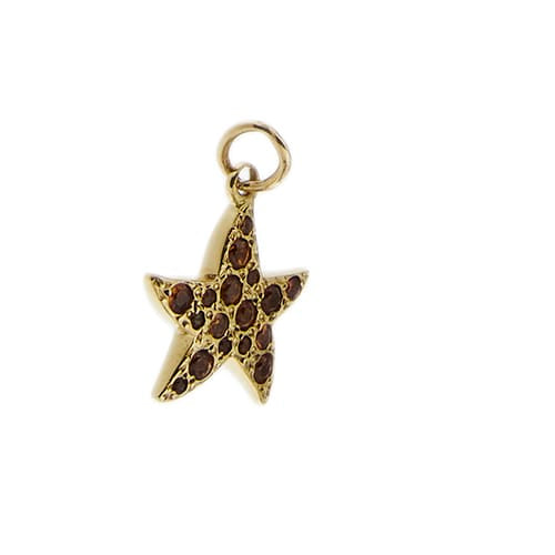 Pendentif Dodo - Pendentif étoile de mer en or jaune 18k avec saphirs orange 58 Facettes 43217