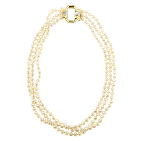 Collier Collier multirang de perles et diamants, fermoir en or jaune 18 carats 58 Facettes 29734
