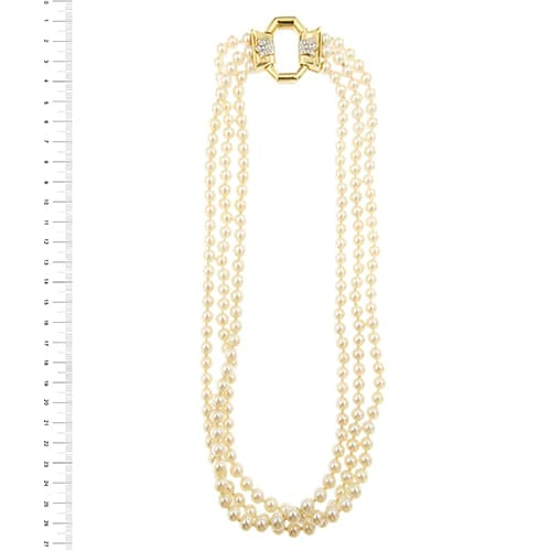 Collier Collier multirang de perles et diamants, fermoir en or jaune 18 carats 58 Facettes 29734