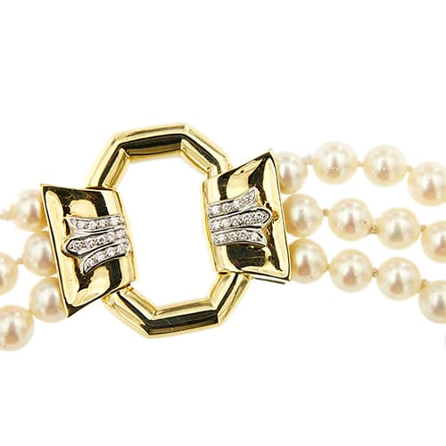 Collier Collier multirang de perles et diamants, fermoir en or jaune 18 carats 58 Facettes 29734