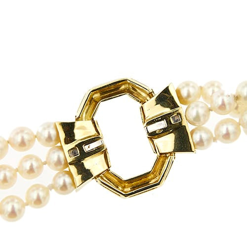 Collier Collier multirang de perles et diamants, fermoir en or jaune 18 carats 58 Facettes 29734