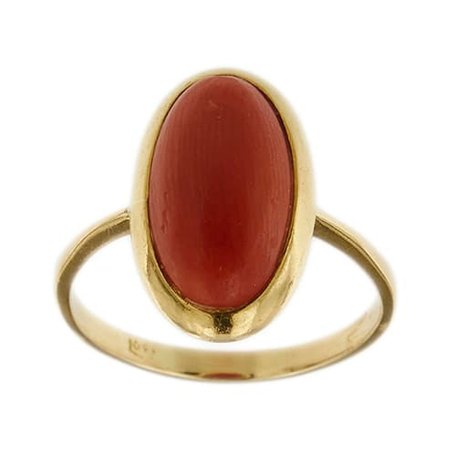 Bague Bague en or jaune 18 ct avec corail rouge 58 Facettes 42670