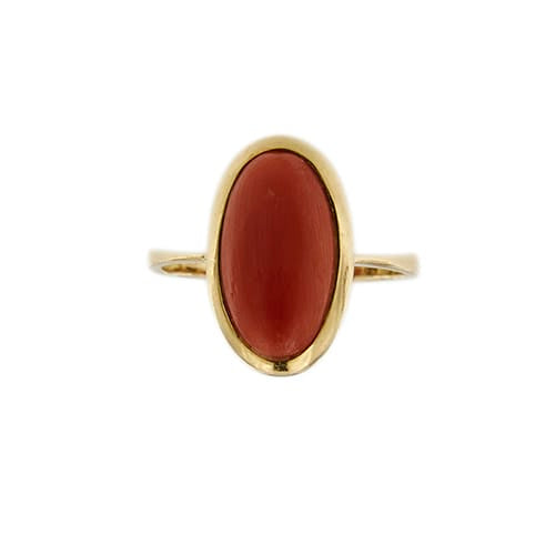 Bague Bague en or jaune 18 ct avec corail rouge 58 Facettes 42670
