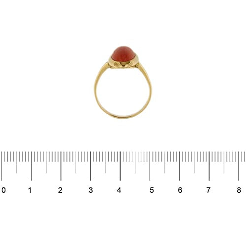 Bague Bague en or jaune 18 ct avec corail rouge 58 Facettes 42670