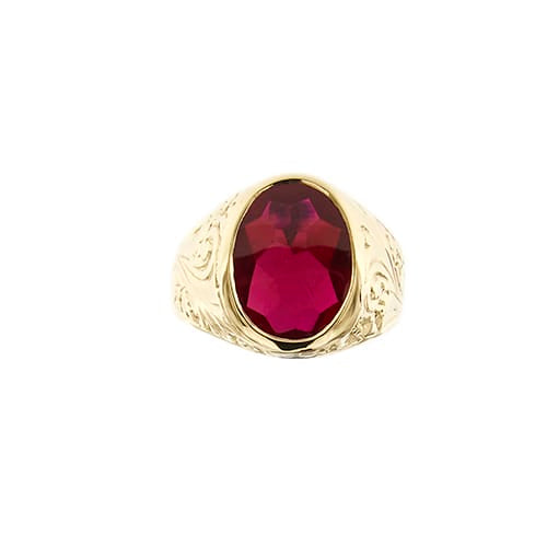 Bague Bague chevalière avec rubis synthétique 58 Facettes 34079