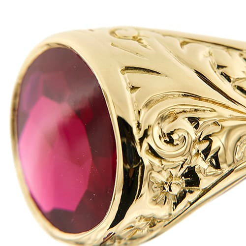 Bague Bague chevalière avec rubis synthétique 58 Facettes 34079