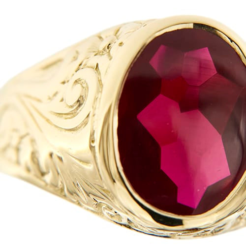 Bague Bague chevalière avec rubis synthétique 58 Facettes 34079