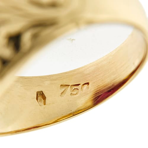Bague Bague chevalière avec rubis synthétique 58 Facettes 34079