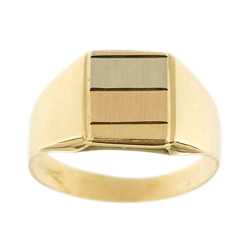 Bague Bague chevalière 3 ors en or jaune 18 kt 58 Facettes 38314