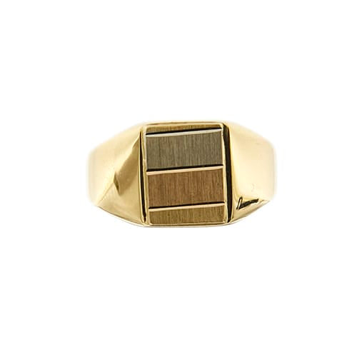Bague Bague chevalière 3 ors en or jaune 18 kt 58 Facettes 38314