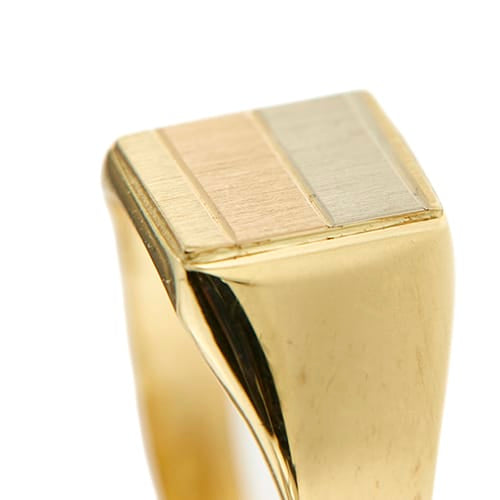 Bague Bague chevalière 3 ors en or jaune 18 kt 58 Facettes 38314
