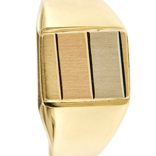 Bague Bague chevalière 3 ors en or jaune 18 kt 58 Facettes 38314