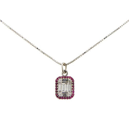 Collier Unoaerre - Collier en or blanc 18 kt avec rubis et diamants 58 Facettes 37037