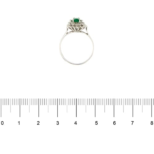 Bague 53 Bague fleur en or blanc 18 kt, émeraude et diamants 58 Facettes 40468