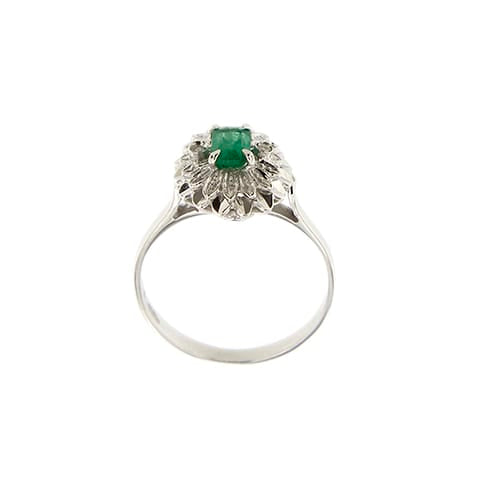 Bague 53 Bague fleur en or blanc 18 kt, émeraude et diamants 58 Facettes 40468