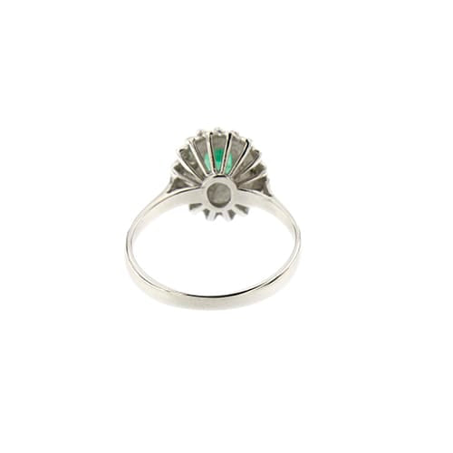 Bague 53 Bague fleur en or blanc 18 kt, émeraude et diamants 58 Facettes 40468