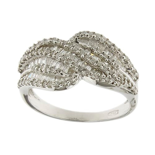 Bague Bague bandeau en or blanc 18 ct pavée de diamants 58 Facettes 40230