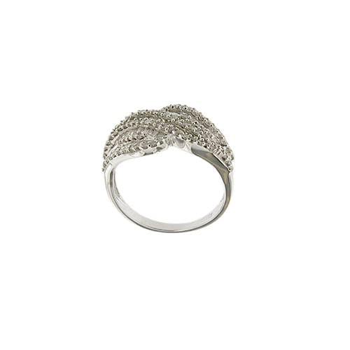 Bague Bague bandeau en or blanc 18 ct pavée de diamants 58 Facettes 40230