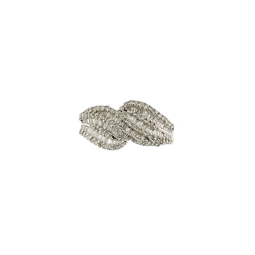 Bague Bague bandeau en or blanc 18 ct pavée de diamants 58 Facettes 40230