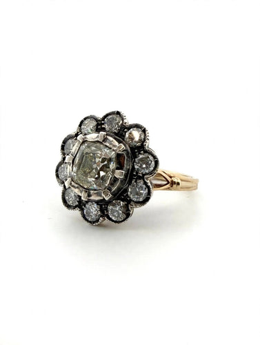 Bague 53 Bague ancienne à rosette avec diamants taille ancienne, env. 2,60 ct 58 Facettes 517/26 G