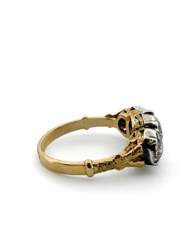 Bague 53 Bague trilogie de style victorien en or jaune 18 kt avec diamants 58 Facettes 589/26 R