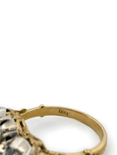 Bague 53 Bague trilogie de style victorien en or jaune 18 kt avec diamants 58 Facettes 589/26 R