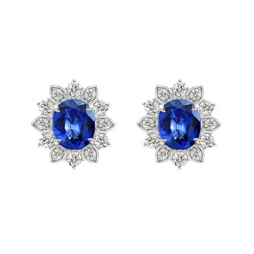Boucles d'oreilles Boucles d’oreilles « Flocons de neige », pièce unique, en or blanc 18k, diamants et saphirs 58 Facettes GER1021WG_20261012