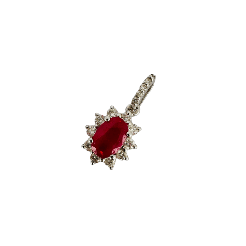 Pendentif Pendentif en or blanc 14k, rubis naturel et diamants 58 Facettes 2610002