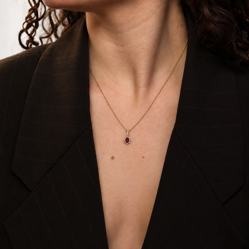 Pendentif Pendentif en or blanc 14k, rubis naturel et diamants 58 Facettes 2610002