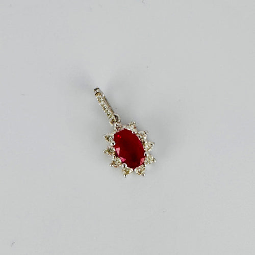 Pendentif Pendentif en or blanc 14k, rubis naturel et diamants 58 Facettes 2610002