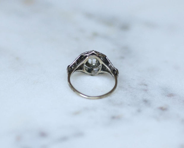 Bague 49 Bague dôme Art déco en or blanc et platine avec diamants 58 Facettes