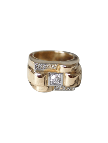 Bague 54 Bague Tank - Or jaune et platine, diamants, 0,50 ct 58 Facettes