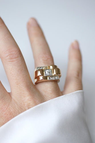 Bague 54 Bague Tank - diamants 0,50 ct en or et platine 58 Facettes
