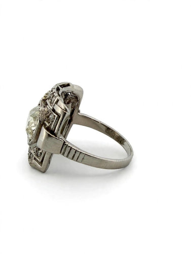Bague 54 Bague Art déco en platine 950 avec diamants taille ancienne 58 Facettes 578/26 B