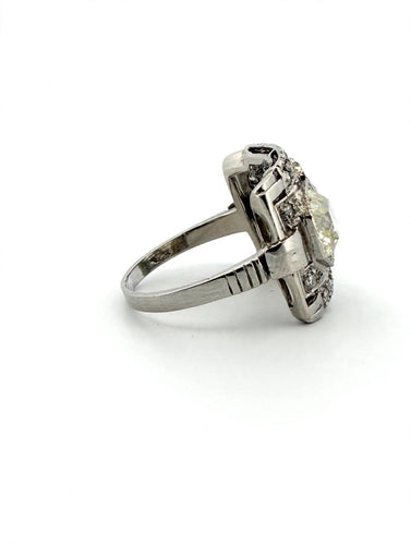 Bague 54 Bague Art déco en platine 950 avec diamants taille ancienne 58 Facettes 578/26 B