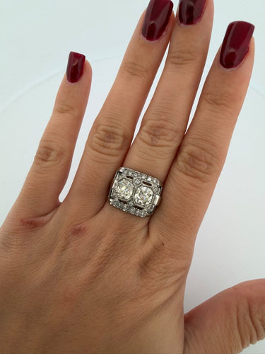 Bague 54 Bague Art déco en platine 950 avec diamants taille ancienne 58 Facettes 578/26 B