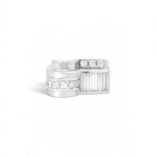 Bague 54 Bague Tank en or blanc 18k sertie de diamants 58 Facettes 467