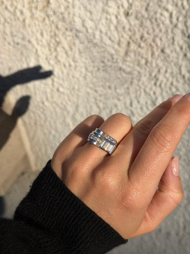 Bague 54 Bague Tank en or blanc 18k sertie de diamants 58 Facettes 467