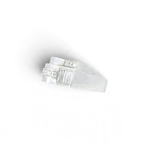Bague 54 Bague Tank en or blanc 18k sertie de diamants 58 Facettes 467